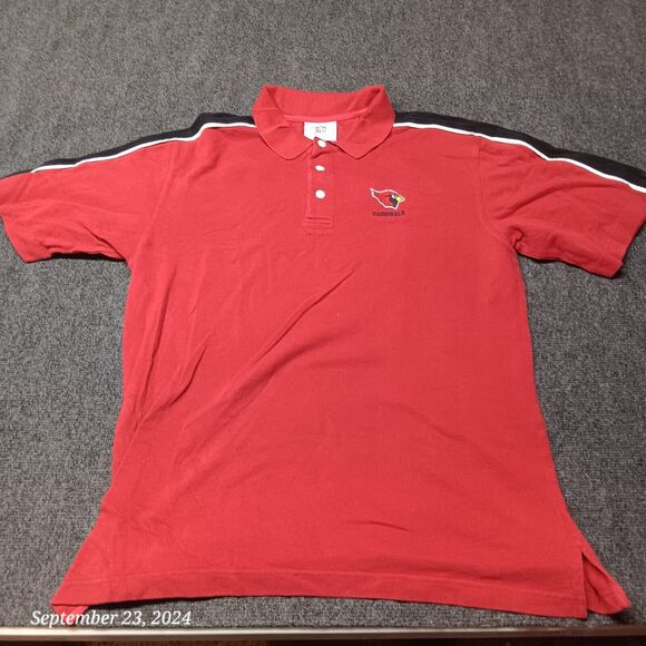 Arizona Cardinals NFL Polo‎ Shirt Men Large Red With Black Collared Golf - Picture 1 of 8